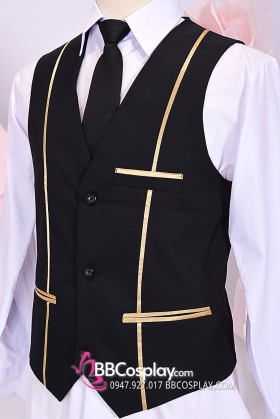 Áo Gile Nam Đen Viền Vàng Cho Giới Trẻ