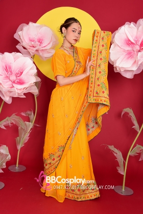 Sari Truyền Thống Ấn Độ Vàng Mustard