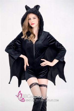 Bộ Hoá Trang Dơi Cho Nữ Nhung Đen