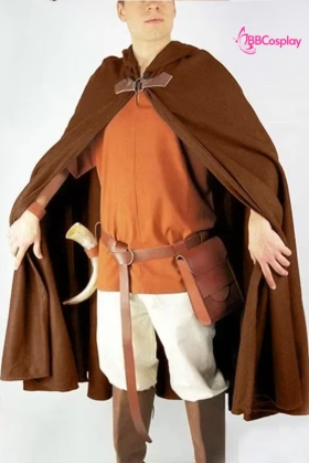 Choàng Khoác Phù Thuỷ Pháp Sư Nâu Nhung Có Khoen