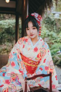 Áo Kimono Yukata Nhà Hàng Trà Đạo Nhật Tặng Kèm Thắt Lưng