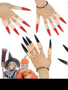Set Móng Tay Quỷ Halloween Đen/Đỏ