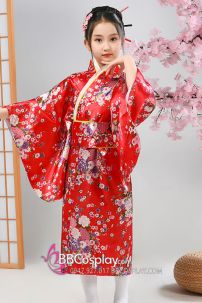 Kimono Nhật Cho Bé Gái - Phi Đỏ Hoa