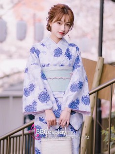 Áo Yukata Cẩm Tú Cầu Tím Tặng Kèm Thắt Lưng