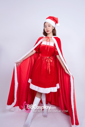 Đầm  Bà Già Noel Cổ Chữ U Váy Dài