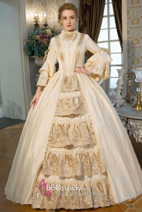 Đầm Bá Tước Tiểu Thư Anh Quốc Vintage Tone Kem