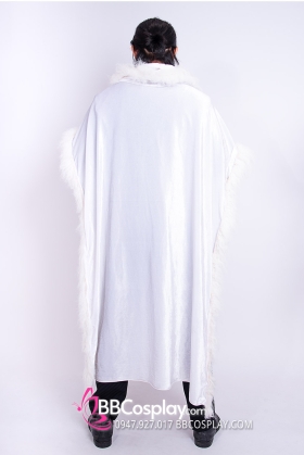 Áo Choàng Trắng Viền Lông