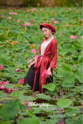 Đồ Tứ Thân Đỏ Yếm Trắng Chụp Sen