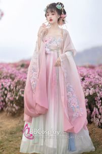 Hán Phục Cựu Mộng Hoa Tình - Hồng Xinh Xắn Váy Ombre