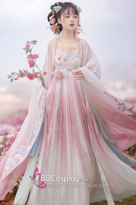 Hán Phục Cựu Mộng Hoa Tình - Hồng Xinh Xắn Váy Ombre