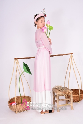 Bộ Áo Tứ Thân Hồng Phấn