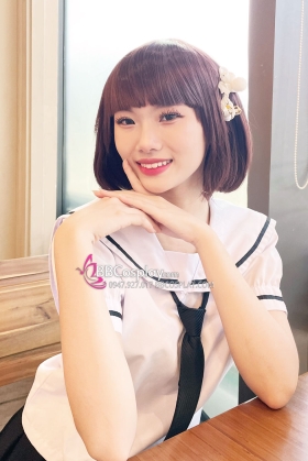 Tóc Giả Nâu Socola Ngắn Ngang Vai Mái Ngang - Ảnh Thật