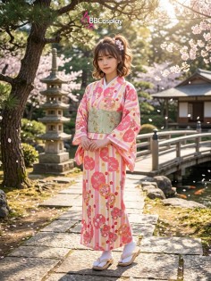 Áo Yukata Hồng-  Mùa Hè Ngọt Ngào