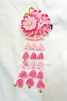 Kanzashi Nhật Bản Hồng Đậm- Lớn