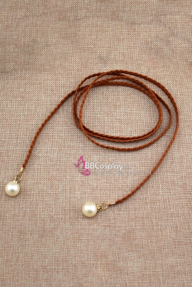 Dây Phụ Kim Tuyến Loại Ngọc Trai - Obijime - Nâu