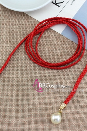 Dây Phụ Kim Tuyến Loại Ngọc Trai - Obijime - Đỏ