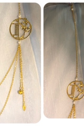 Phụ Kiện Việt Phục - Dây Chuyền Treo Áo Tà Xích - Tròn Trúc Vàng