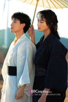Nagagi Trắng Sọc Xám - Yukata Vân Du
