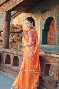 Đồ Sari Ấn Độ Cam Viền Nhũ Vàng