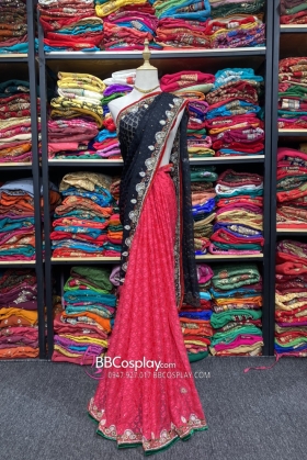 Trang Phục Sari Ấn Độ Đỏ Đen