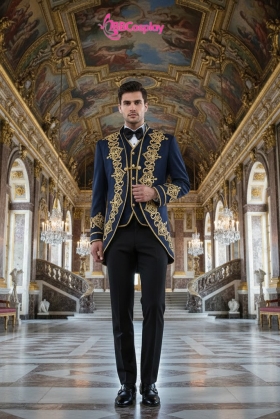 Vest Hoàng Gia Vest Màu Xanh Nave Hoạ Tiết Thêu Chỉ Vàng