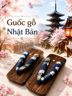 Guốc Gỗ Geta Bản Gỗ Quai Xanh Vân Mây Cho Nam