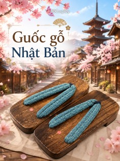 Guốc Gỗ Geta Bản Gỗ Quai Sóng Biển