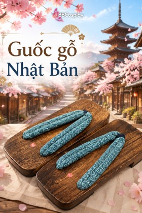 Guốc Gỗ Geta Bản Gỗ Quai Sóng Biển