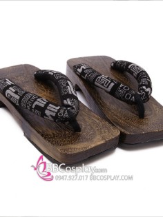 Guốc Gỗ Geta Bản Gỗ Quai Quai Nâu Vân Chữ
