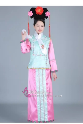 Cổ Trang Hoàn Châu Áo Xanh Váy Hồng Nhạt