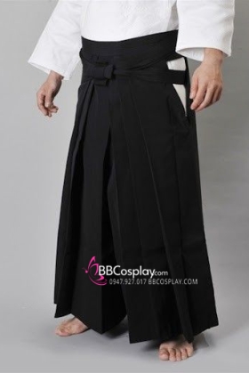 Chỉ Hakama Đen Trơn Chuẩn Nhật