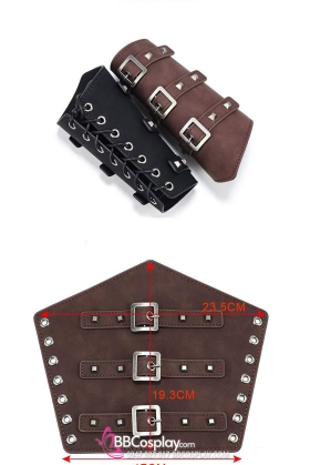 Giáp Tay Chiến Binh Loại Trơn Chất Liệu PU Loại 3 Khoá Cài - Màu Nâu