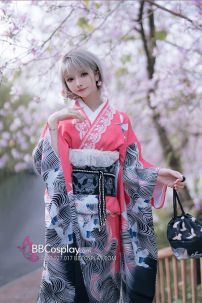 Furisode Kimono Momo No Umi - Sóng Và Hoàng Hôn