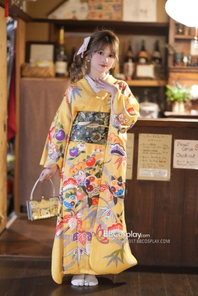 Furisode Kimono Suzuko No Aki - Vàng Chiều Thu Của Nhánh Tuyết Tùng