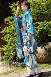 Furisode Kimono Zashu Tazo - Xanh Sóng Biển Và Đàn Hạc