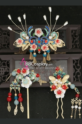 Bộ 3 Món Trâm Cổ Trang Tone Xanh