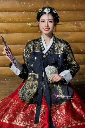 Hanbok Hoàng Cung Hàn Quốc - Áo Đen Váy Đỏ