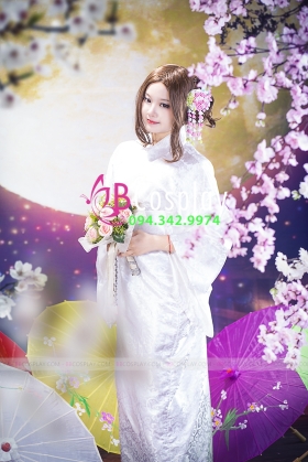 Kimono Trắng Gấm