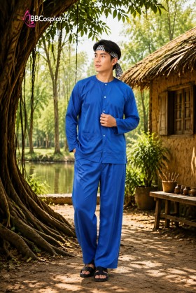 Trang Phục Bà Ba Nam Xanh Dương - Chú Cuội Xanh Dương