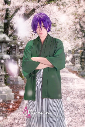 Trang Phục Samurai Áo Xanh Rêu Hakama Trắng