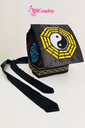 Nón Đạo Sĩ Hình Bát Quái Thêu - Màu Đen