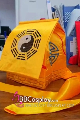 Nón Đạo Sĩ Hình Bát Quái Thêu - Màu Vàng