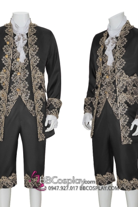 Trang Phục Rococo Aristocrat Thời Trung Cổ Marie - Đen Viền Vàng