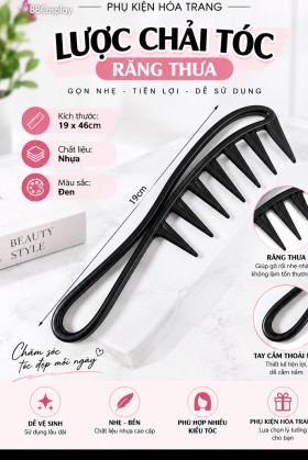 Lược Đen Răng Thưa Chải Tóc Giả