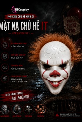 Mặt Nạ Nhựa Cứng - Chú Hề Penny Wise Mẫu Có Tóc