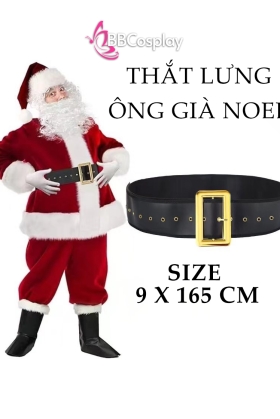 Thắt Lưng Đen Santa Claus - Thắt Lưng Ông Già Noel 9Cm X165Cm