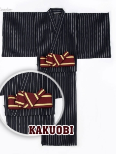 Đai Lưng Kimono Nam Đỏ Sọc Vàng- Kakuobi