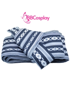 Đai Lưng Kimono Nam Màu Đen Vân Trắng - Kakuobi