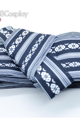 Đai Lưng Kimono Nam Màu Đen Vân Trắng - Kakuobi