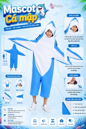 Trang Phục Mascot Con Cá Mập Tralalero Tralala Bằng Vải